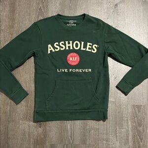 ALF Assholes Live Forever Green Crewneck with Kangaroo Front Pocket Size Small